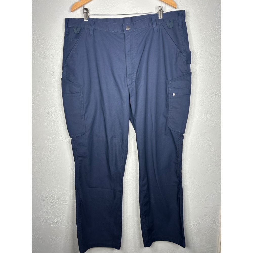 Carhartt Mens 42x32 Navy Blue Loose Fit Rugged Flex Canvas Work Pants 103904 NVY